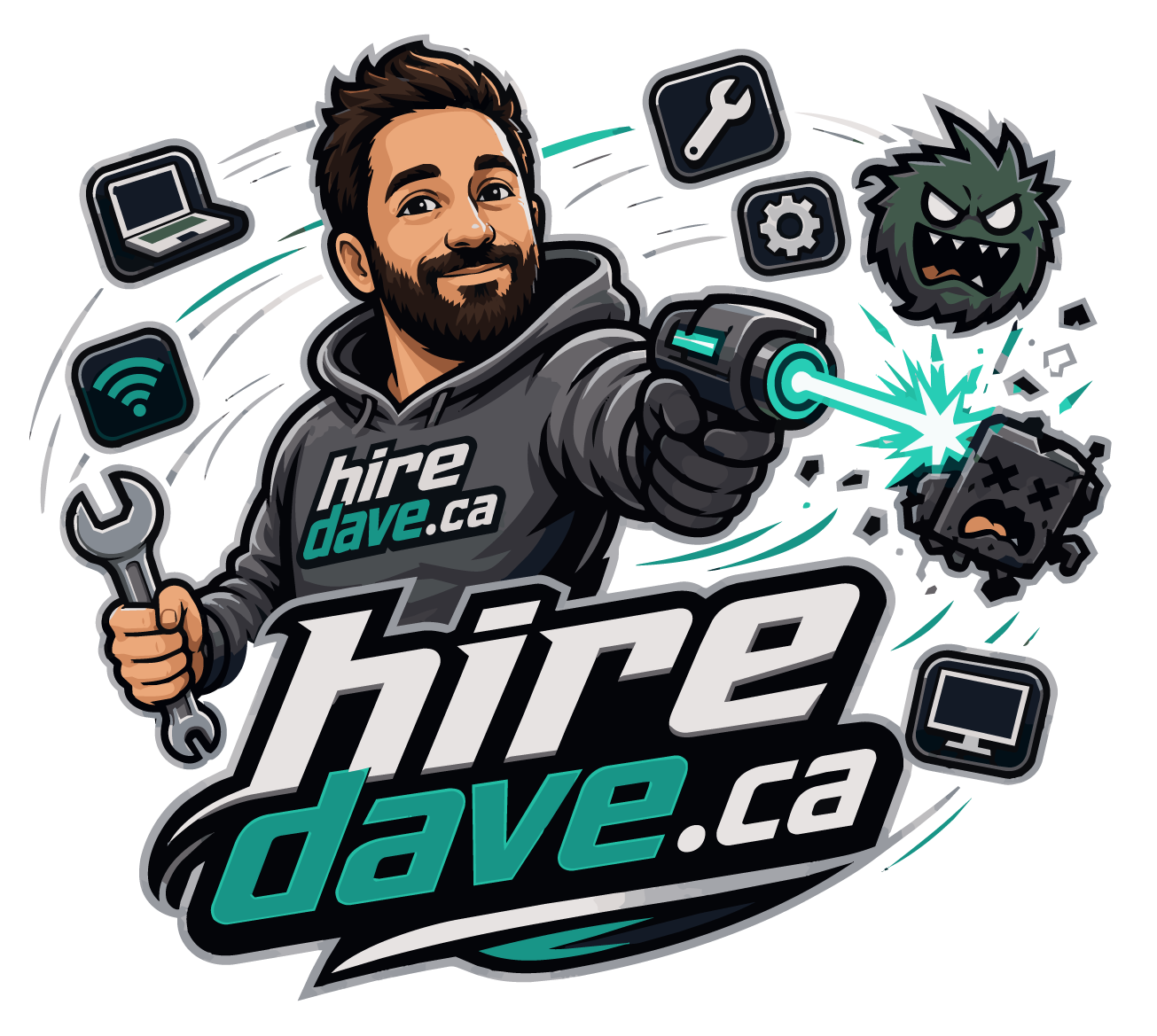 HireDave illustrated repair and tech help logo